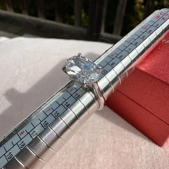 5 Carat Cubic Zirconia Oval Solitaire Engagement Ring - Picture 10 of 17